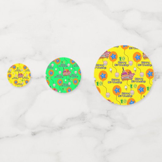 Happy 10th Birthday Confetti, #10 Yellow & Green Confetti