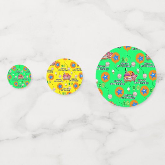 Happy 10th Birthday Confetti, #10 Yellow & Green Confetti (Achterkanten)