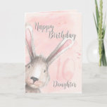 Happy 10th Birthday Daughter Waterverf Bunny Kaart<br><div class="desc">Een mooie verjaardagskaart voor de tiende verjaardag van je dochter met een waterverf konijnenkonijn die op de hoek en haar leeftijd subtiel naar de roze en grijze waterverf achtergrond kijkt. Ontworpen door Robin Simpel; waterverf elementen van Design Cuts.</div>