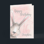 Happy 10th Birthday Daughter Waterverf Bunny Kaart<br><div class="desc">Een mooie verjaardagskaart voor de tiende verjaardag van je dochter met een waterverf konijnenkonijn die op de hoek en haar leeftijd subtiel naar de roze en grijze waterverf achtergrond kijkt. Ontworpen door Robin Simpel; waterverf elementen van Design Cuts.</div>