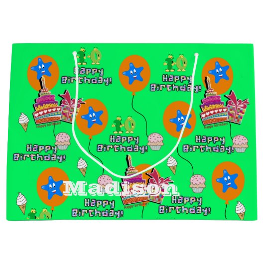 Happy 10th Birthday Gift Bag #10 Green Groot Cadeauzakje (Voorkant)