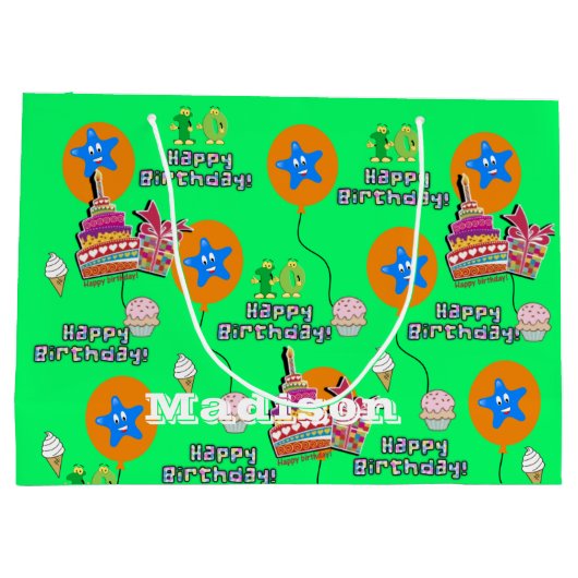 Happy 10th Birthday Gift Bag #10 Green Groot Cadeauzakje (Achterkant)