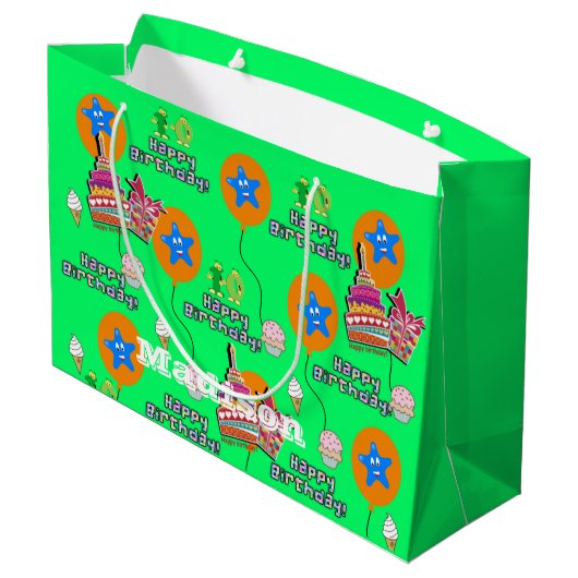 Happy 10th Birthday Gift Bag #10 Green Groot Cadeauzakje (Achterkant Gekanteld)