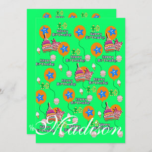 Happy 10th Birthday Invitation Birthday #10 Green Kaart