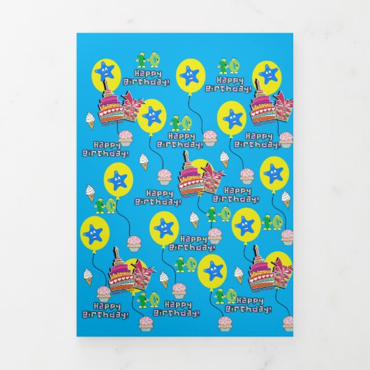 Happy 10th Birthday Kaart, #10 Blue &Yellow Drieluik Kaart (Cover)