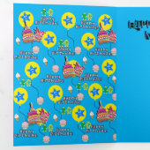 Happy 10th Birthday Kaart, #10 Blue &Yellow Drieluik Kaart (Binnenzijde eerst)