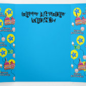 Happy 10th Birthday Kaart, #10 Blue &Yellow Drieluik Kaart (Binnenkant midden)