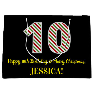 Happy 10th Birthday & Merry Kerstmis, aangepaste n Groot Cadeauzakje
