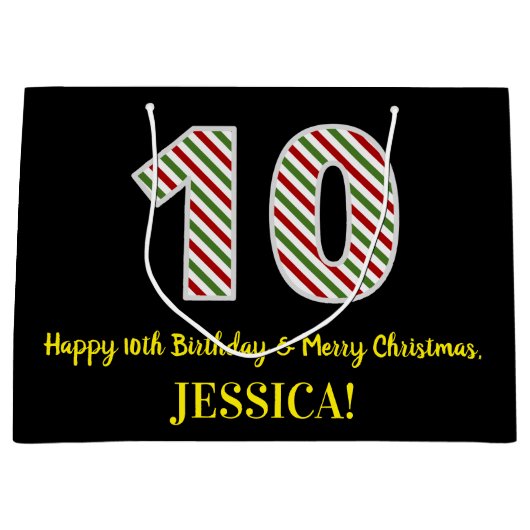 Happy 10th Birthday & Merry Kerstmis, aangepaste n Groot Cadeauzakje (Voorkant)
