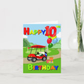 Happy 10th Birthday Red Boys Golf Kaart (Voorkant)