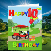 Happy 10th Birthday Red Boys Golf Kaart
