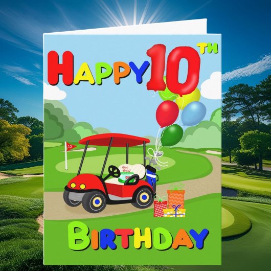 Happy 10th Birthday Red Boys Golf Kaart