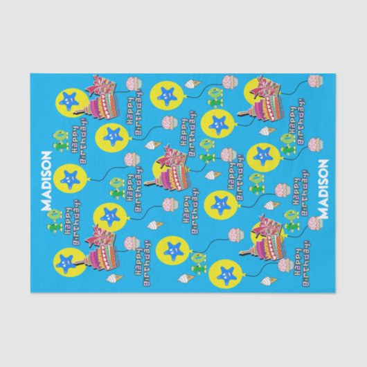 Happy 10th Birthday Tissue Paper #10 Blue Tissuepapier (Voorkant)