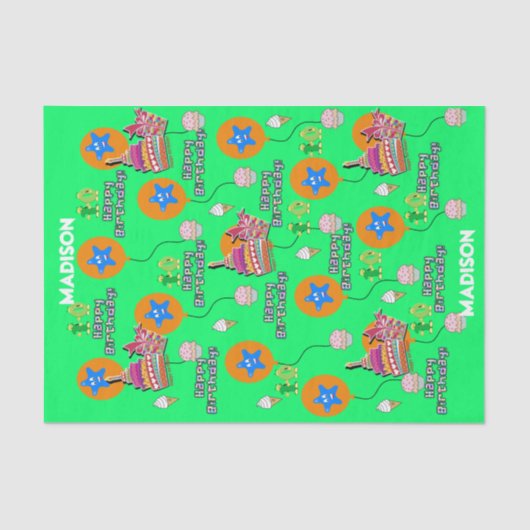 Happy 10th Birthday Tissue Paper #10 Green Tissuepapier (Voorkant)