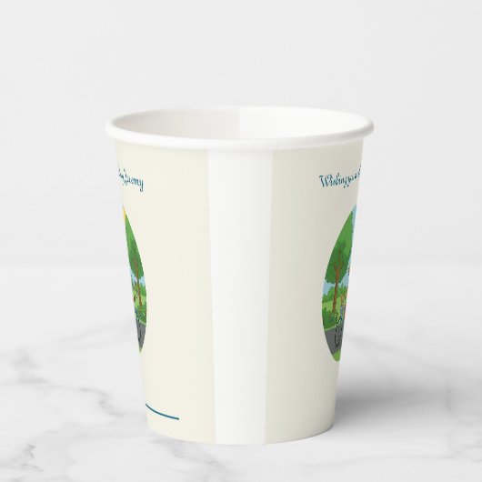 Happy 10th Birthday with Dog riding a Bike Papieren Bekers (Links)