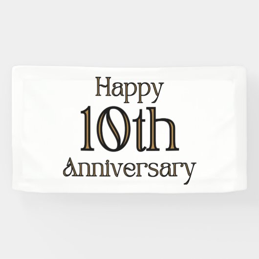Happy 10th Jubileum 1.6x3 Vinyl Banner (Horizontaal)