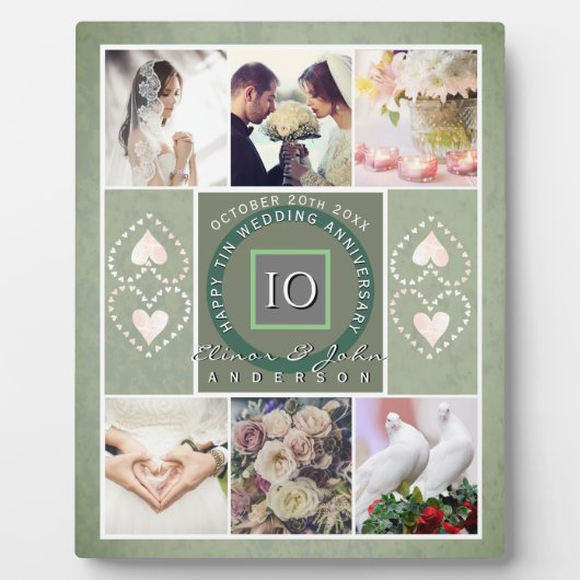 "Happy 10th Jubileum"6 foto's Tin kleur Fotoplaat (Voorkant)