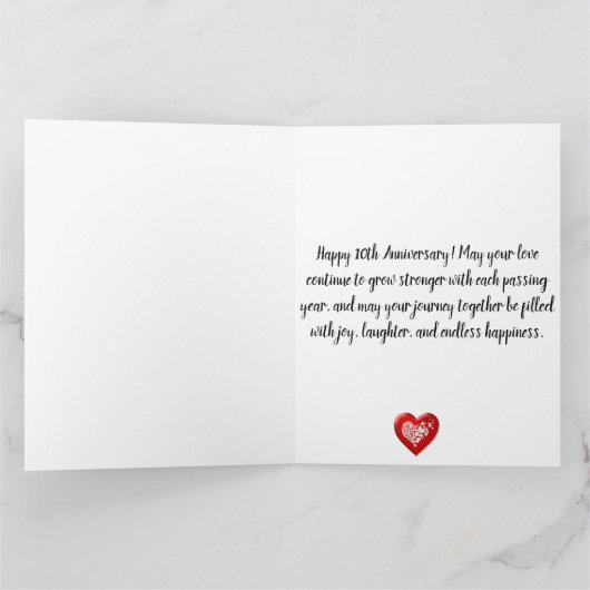 Happy 10th Jubileum Elegant Boho Balloon Blauw Kaart (Binnen)