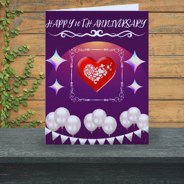 Happy 10th Jubileum Elegant Boho Balloon Blauw Kaart