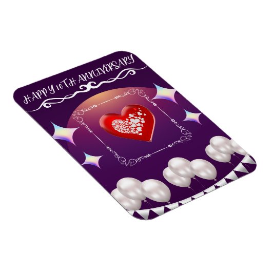 Happy 10th Jubileum Elegant Boho Balloon Blauw Magneet (Rechterzijde)