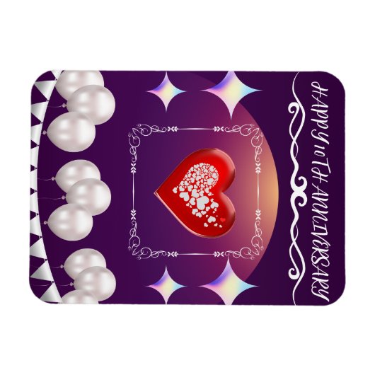 Happy 10th Jubileum Elegant Boho Balloon Blauw Magneet (Horizontaal)