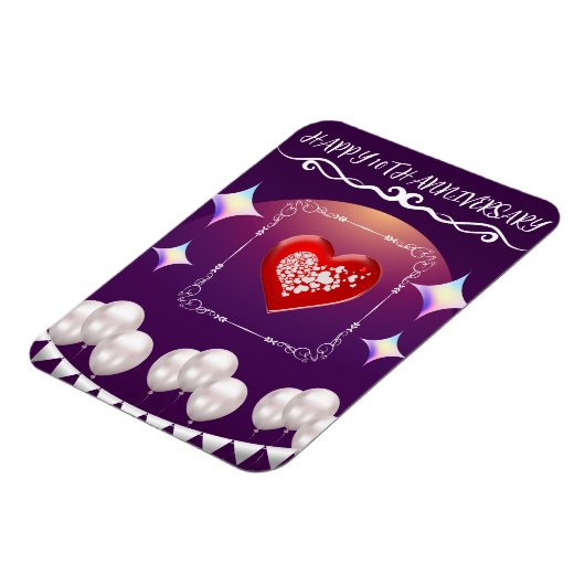 Happy 10th Jubileum Elegant Boho Balloon Blauw Magneet (Linkerzijde)