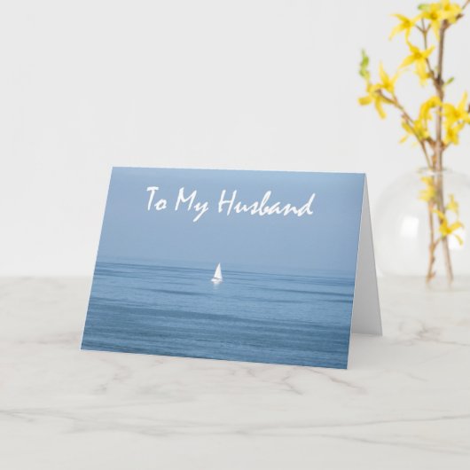 Happy 10th Jubileum Husband - Zeilboot Kaart (Gele Bloem)