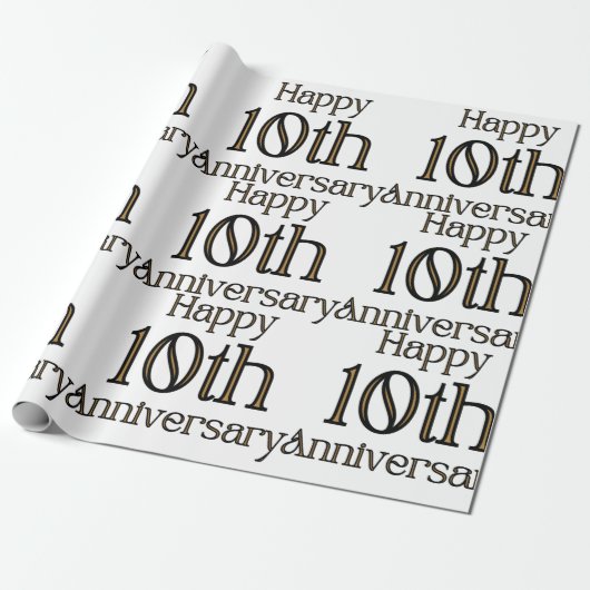 Happy 10th Jubileum-pakpapier Cadeaupapier (Uitgerold)
