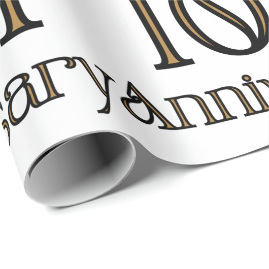 Happy 10th Jubileum-pakpapier Cadeaupapier (Rol Hoek)