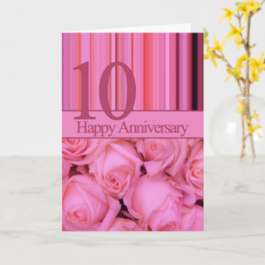 Happy 10th Jubileum rozen Briefkaart (Gele Bloem)