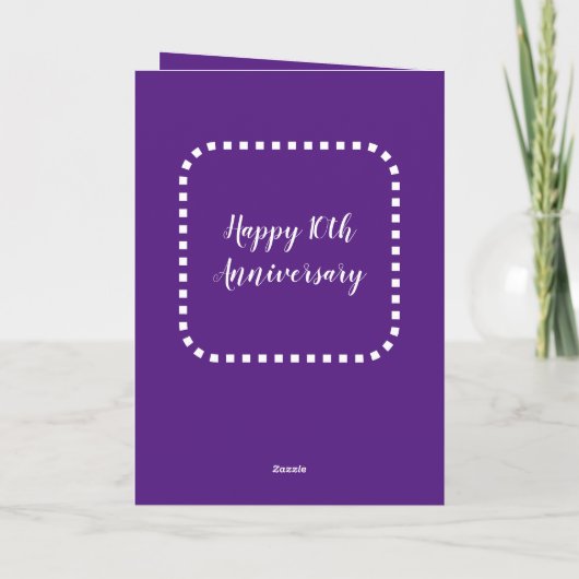 Happy 10th Jubileum Tin voegt namen paars toe Kaart (Achterkant)