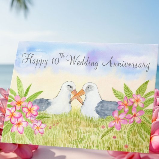 Happy 10th Wedding Anniversary Laysan Albatross Kaart