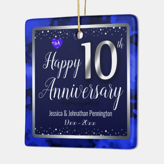 Happy 10th Wedding Jubileum - Aangepaste naam Keramisch Ornament (Links)