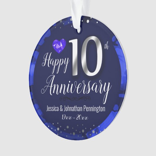 Happy 10th Wedding Jubileum Ornament (voorkant)