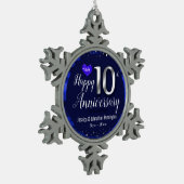Happy 10th Wedding Jubileum Tin Sneeuwvlok Ornament (Links)