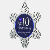 Happy 10th Wedding Jubileum Tin Sneeuwvlok Ornament (Rechts)