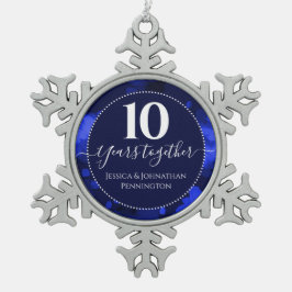 Happy 10th Wedding Jubileum Tin Sneeuwvlok Ornament