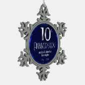 Happy 10th Wedding Jubileum Tin Sneeuwvlok Ornament (Links)