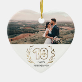 Happy 10th Year Jubileum Gift for Couple Keramisch Ornament