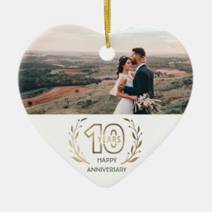 Happy 10th Year Jubileum Gift for Couple Keramisch Ornament