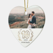 Happy 10th Year Jubileum Gift for Couple Keramisch Ornament (Links)