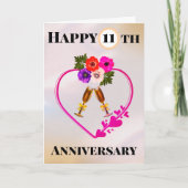 Happy 11e Jubileum  Bloemen Kaart (Voorkant)