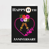 Happy 11e Jubileum  Bloemen Kaart (Voorkant)