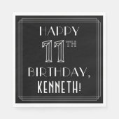 HAPPY 11TH BIRTHDAY; Art Deco Style; aangepaste na Servet (Voorkant)