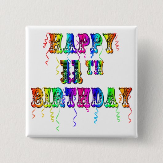 Happy 11th Birthday Balloons Button (Voorkant)