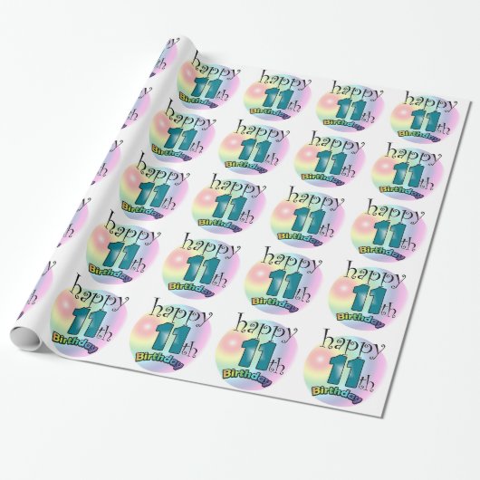 Happy 11th Birthday Cadeaupapier (Uitgerold)
