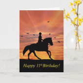 Happy 11th Birthday Horse and Rider Kaart (Gele Bloem)