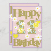 Happy 11th Birthday – Meisjes Kaart met bloemen (Voorkant / Achterkant)