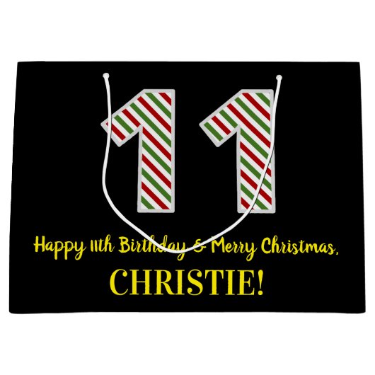 Happy 11th Birthday & Merry Kerstmis, aangepaste n Groot Cadeauzakje (Voorkant)