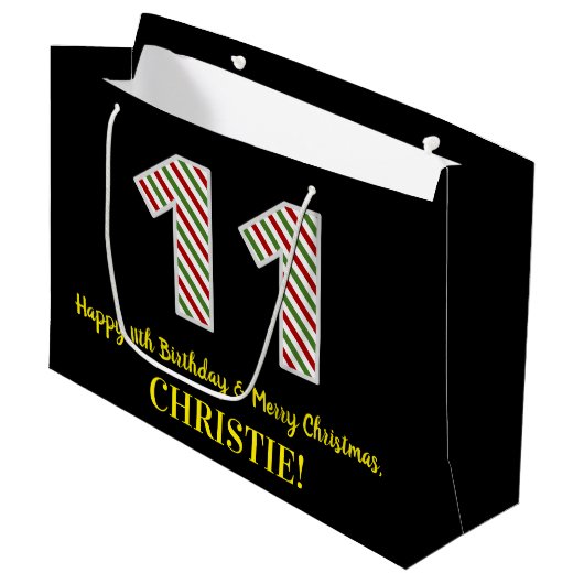 Happy 11th Birthday & Merry Kerstmis, aangepaste n Groot Cadeauzakje (Voorkant Gekanteld)
